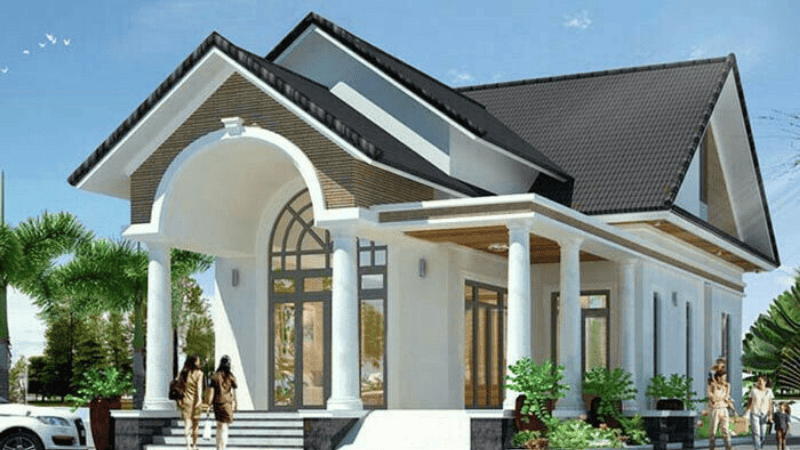 Mẫu nhà cấp 4 ngang 8m mái Thái 6