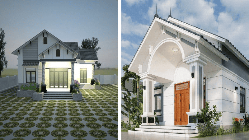 Mẫu nhà cấp 4 ngang 8m mái Thái 7