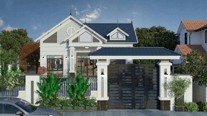 Mẫu nhà cấp 4 ngang 8m mái Thái