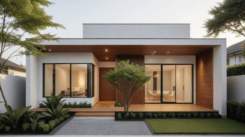 Mẫu nhà cấp 4 ngang 8m mái bằng 1