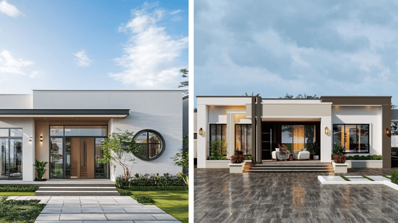 Mẫu nhà cấp 4 ngang 8m mái bằng