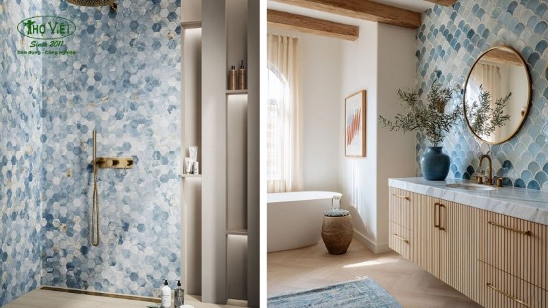 Mẫu nhà vệ sinh gạch Mosaic và lục giác