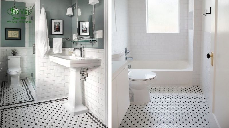 Mẫu nhà vệ sinh gạch Mosaic và lục giác 2
