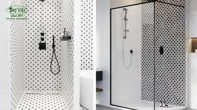 Mẫu nhà vệ sinh gạch Mosaic và lục giác 3