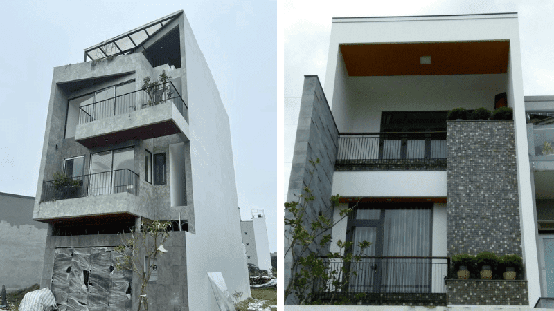 Mẫu ốp đá mặt tiền nhà ống hiện đại 1