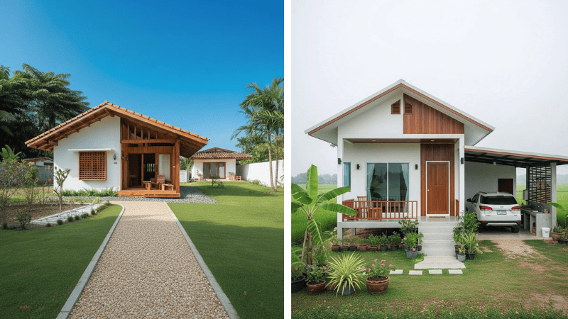 Nhà gỗ sân vườn