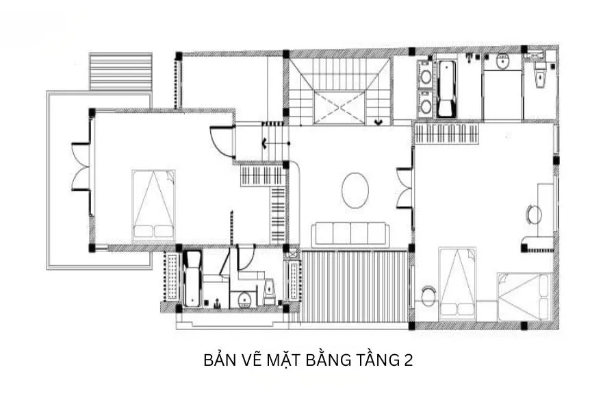 Bản vẽ mặt bằng tầng 2