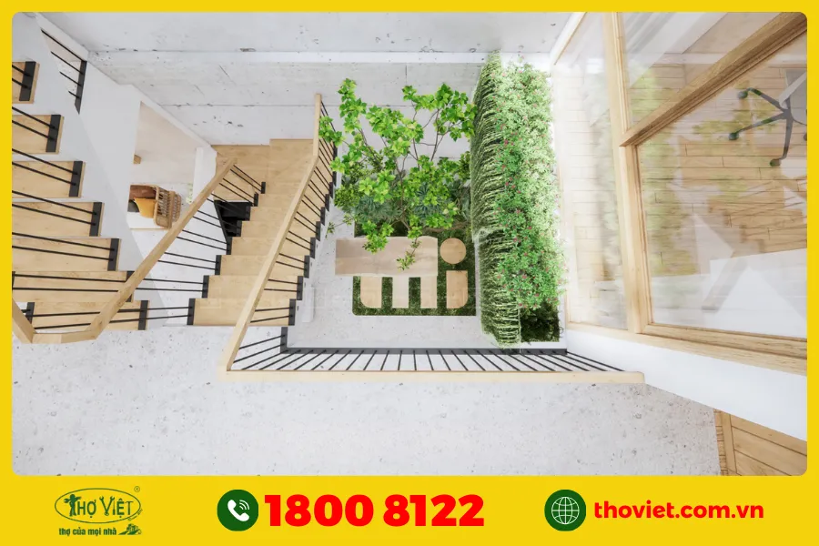 Mẫu cầu thang nhà ống 4m