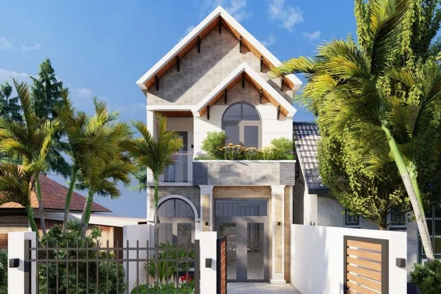 Mẫu nhà 1 trệt 1 lầu 5×15m mái Thái