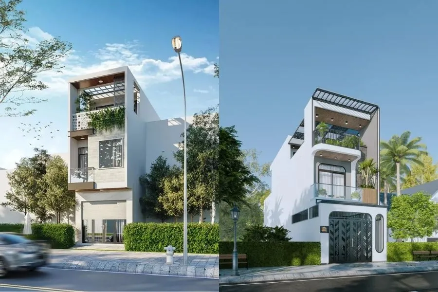 Mẫu nhà 2 tầng 1 tum có 3 phòng ngủ