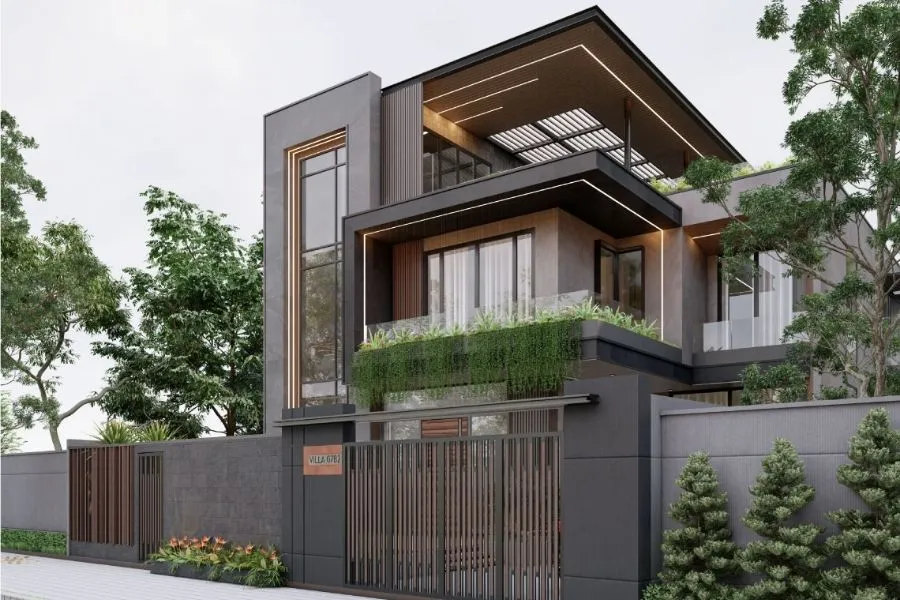 Mẫu nhà 2 tầng 1 tum có sân thượng