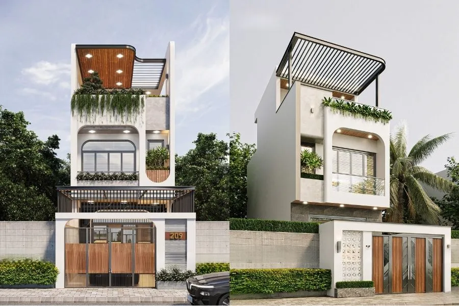 Mẫu nhà 2 tầng 1 tum diện tích 5x20m