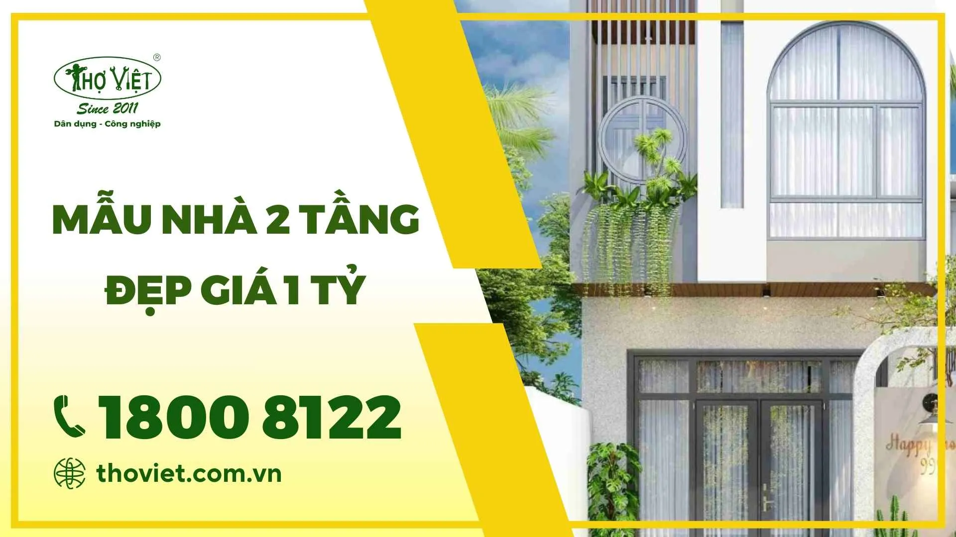Mẫu nhà 2 tầng đẹp giá 1 tỷ