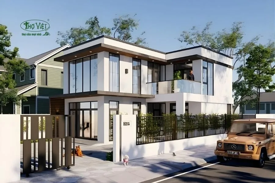 Mẫu nhà 2 tầng giá 1 tỷ hình chữ L