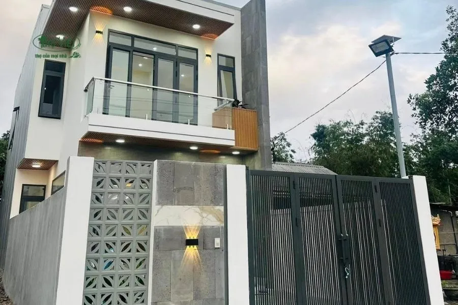 Mẫu nhà 2 tầng lửng mặt tiền 6m
