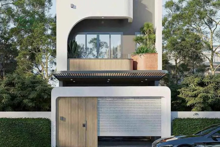 Mẫu nhà 2 tầng lửng mặt tiền 6m