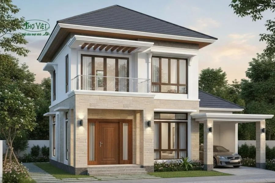 Mẫu nhà 2 tầng mái Nhật 1 tỷ 