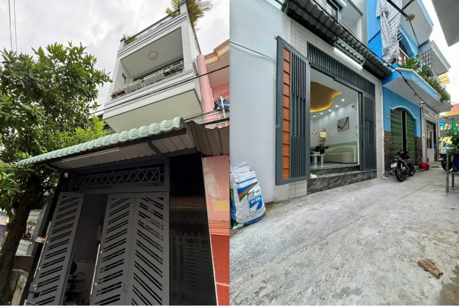 Mẫu nhà 2 tầng mặt tiền 4m mái bằng