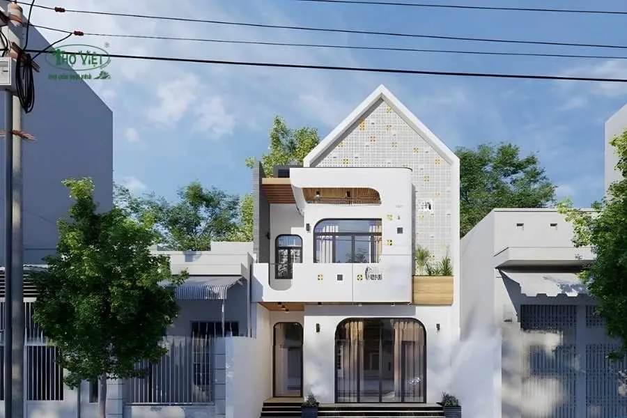 Mẫu nhà 2 tầng mặt tiền 6m mái chữ A