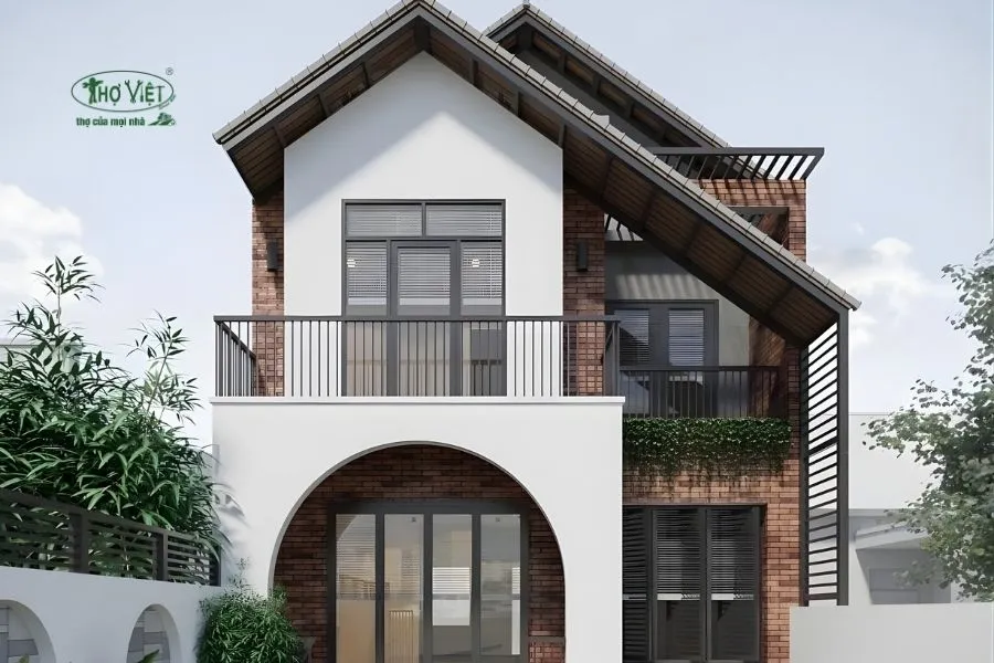 Mẫu nhà 2 tầng mặt tiền 6m mái chữ A