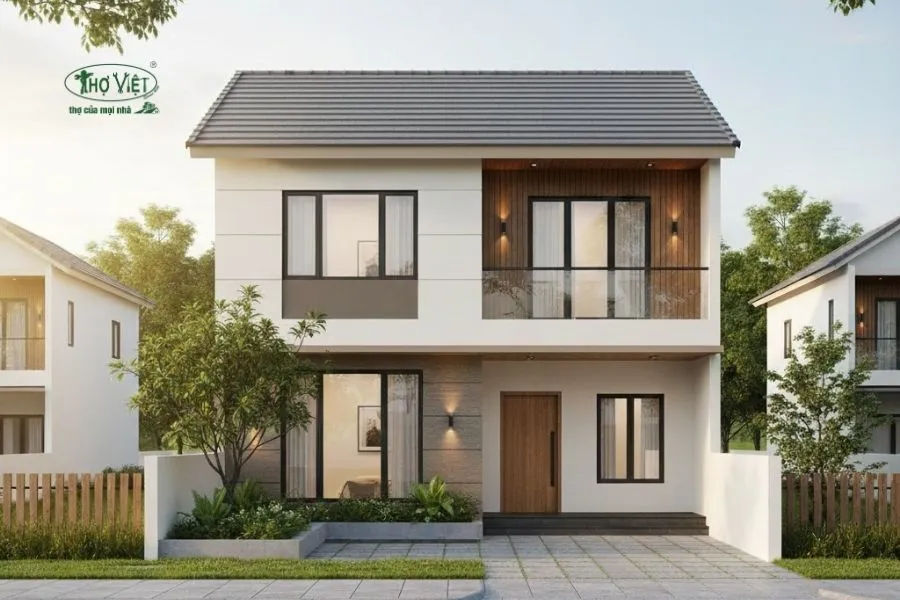 Mẫu nhà 2 tầng mặt tiền 6m mái Nhật