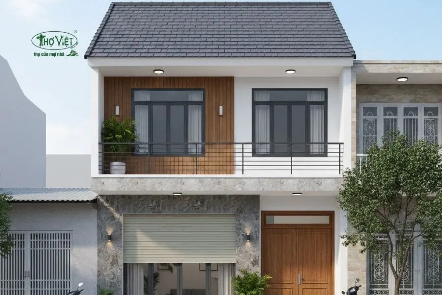 Mẫu nhà 2 tầng mặt tiền 6m mái Nhật