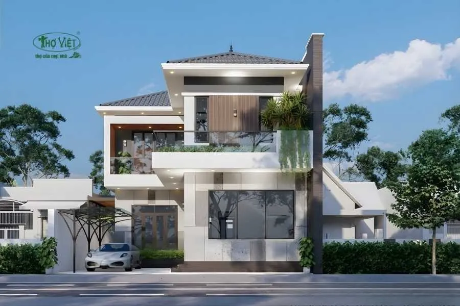 Mẫu nhà 2 tầng mặt tiền 6m mái Thái