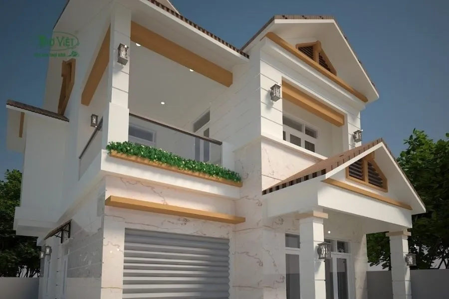 Mẫu nhà 2 tầng mặt tiền 6m mái Thái