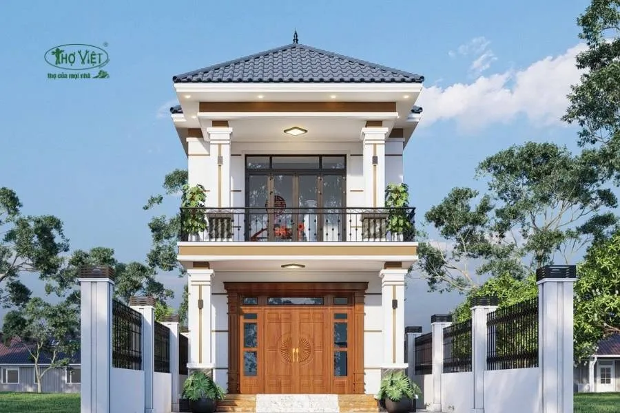 Mẫu nhà 2 tầng mặt tiền 6m mái Thái