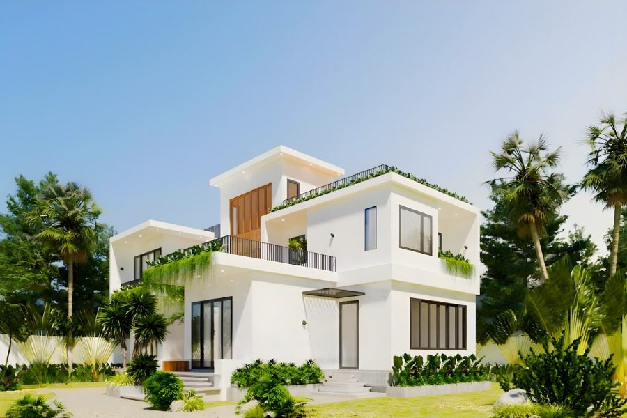 Mẫu nhà 2 tầng nông thôn 800 triệu không gian mở hài hòa với thiên nhiên.