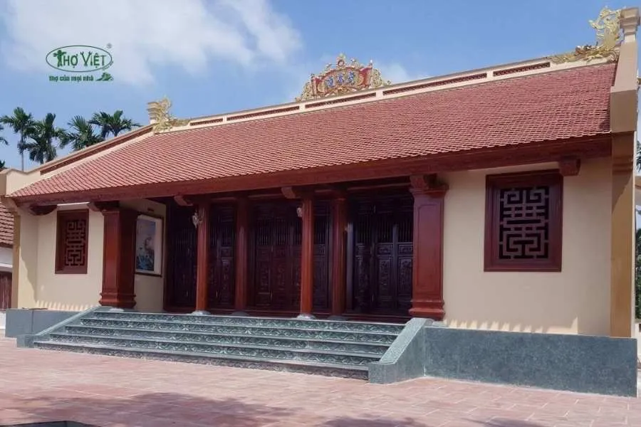Mẫu nhà 3 gian 2 chái mái ngói đỏ