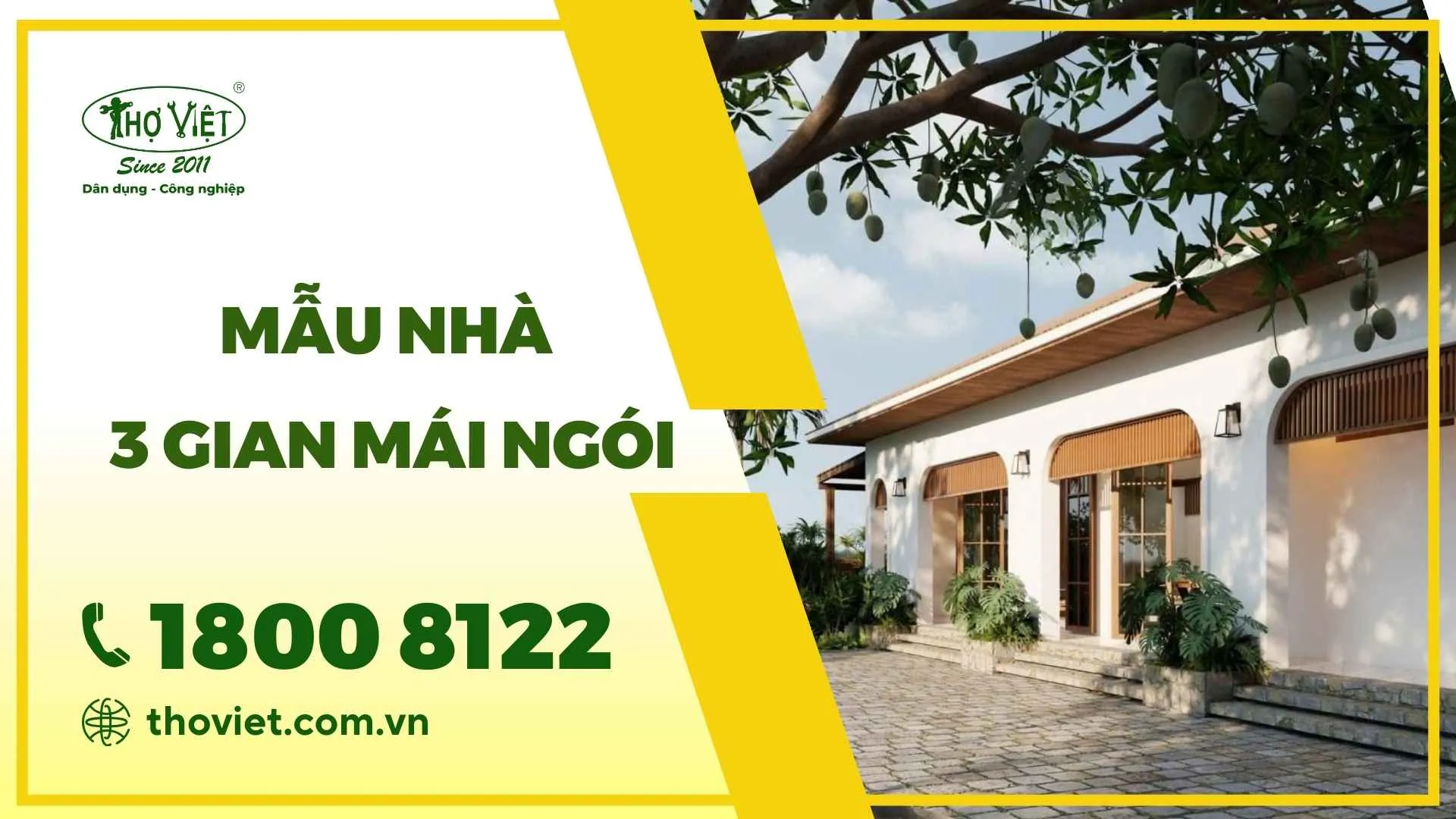 Mẫu nhà 3 gian mái ngói