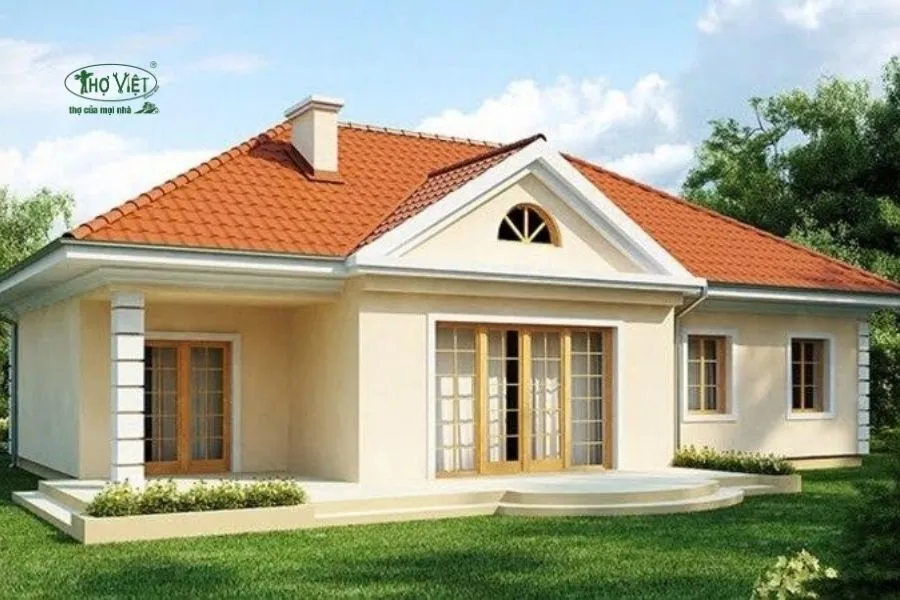 Mẫu nhà 3 gian mái ngói sân vườn