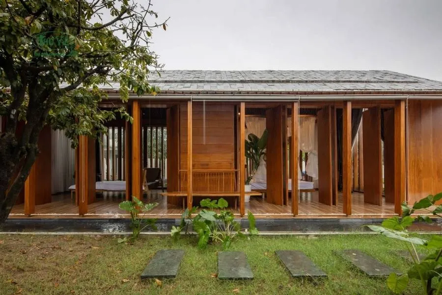 Mẫu nhà 3 gian mái ngói sân vườn