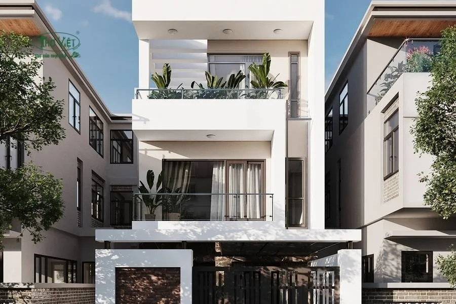 Mẫu nhà 3 tầng 5x20m mái bằng