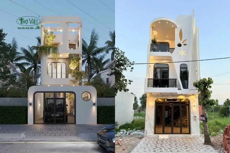 Mẫu nhà 3 tầng 5x20m tầng tum