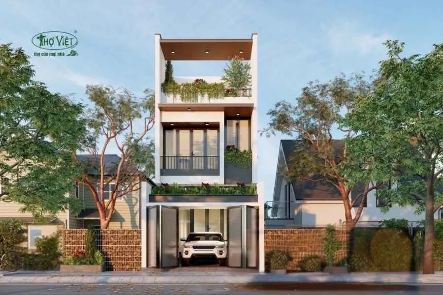 Mẫu nhà 5x20m 3 tầng có gara