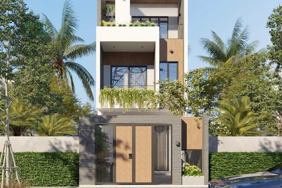 Mẫu nhà 5x20m 3 tầng có giếng trời