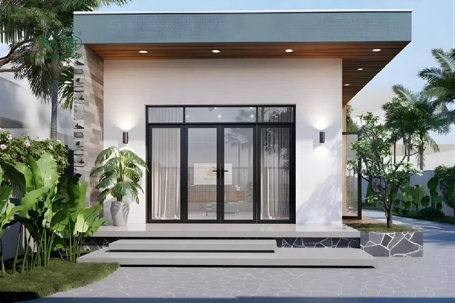 Mẫu nhà cấp 4 5×20 mái bằng