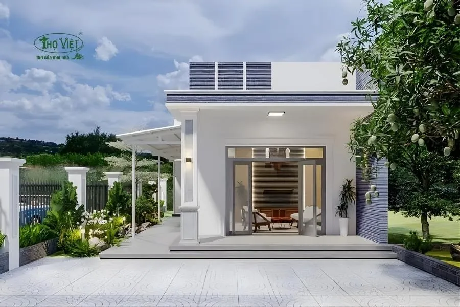 Mẫu nhà cấp 4 5×20 mái bằng