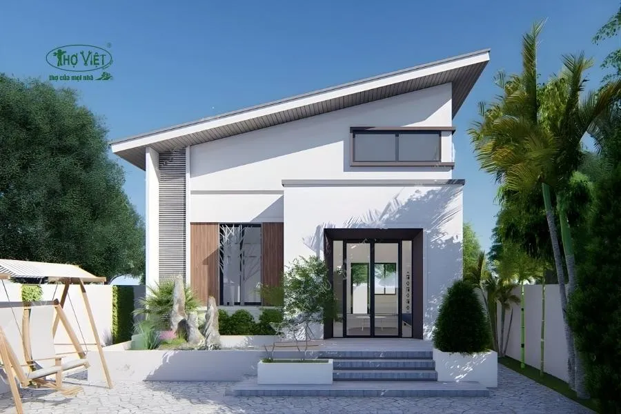 Mẫu nhà cấp 4 5×20 mái lệch