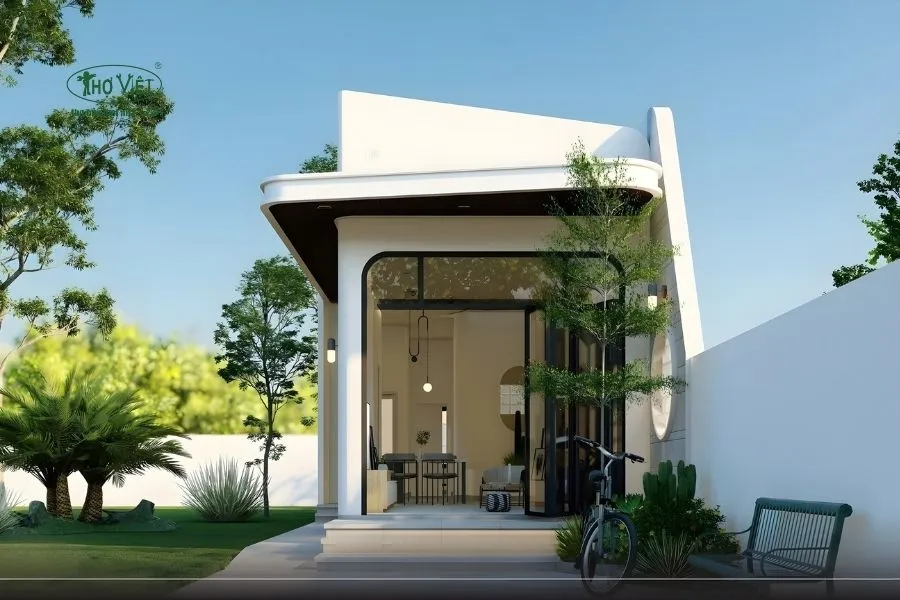 Mẫu nhà cấp 4 5×20 mái lệch