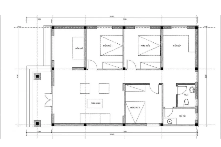 Bản vẽ mẫu nhà cấp 4 đẹp số 1