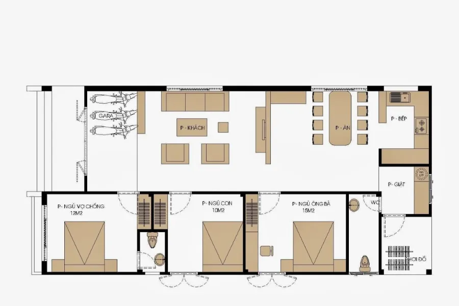 Bản vẽ mẫu nhà cấp 4 đẹp số 4