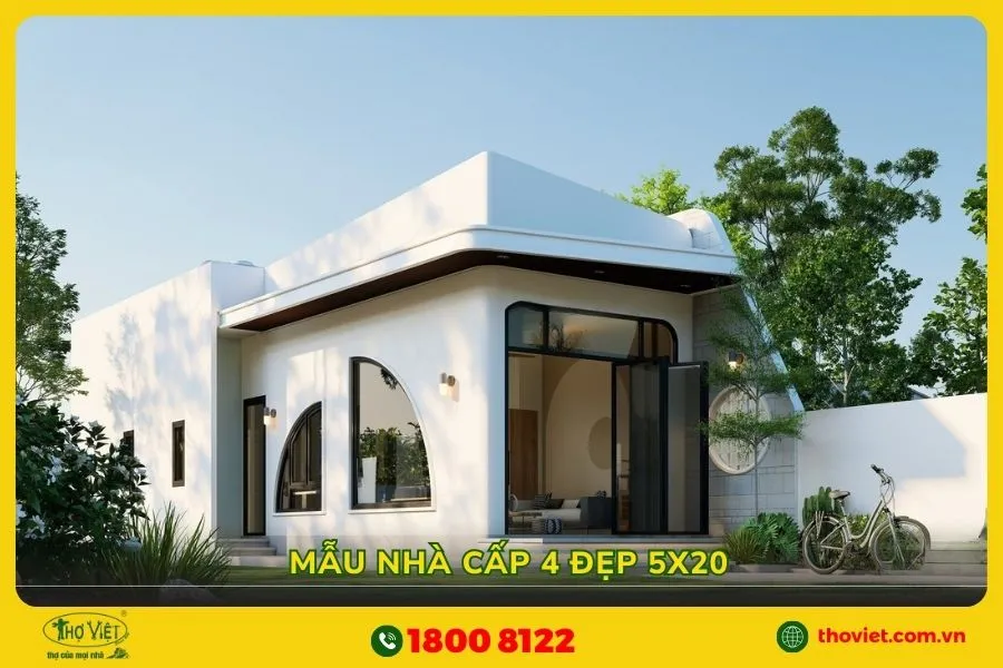 Mẫu nhà cấp 4 đẹp 5x20