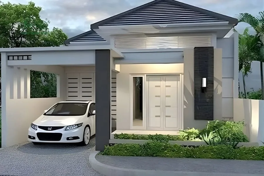 Mẫu nhà cấp 4 đẹp 5×20 có gara