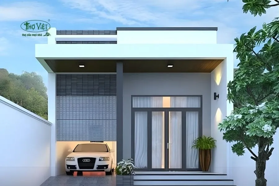 Mẫu nhà cấp 4 đẹp 5×20 có gara
