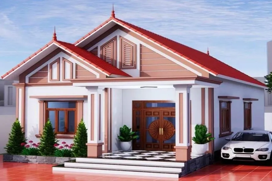 Mẫu nhà cấp 4 mái Thái 8x12m hợp mệnh Hỏa
