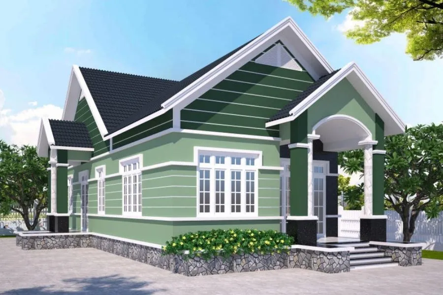 Mẫu nhà cấp 4 mái Thái 8x12m hợp mệnh Mộc