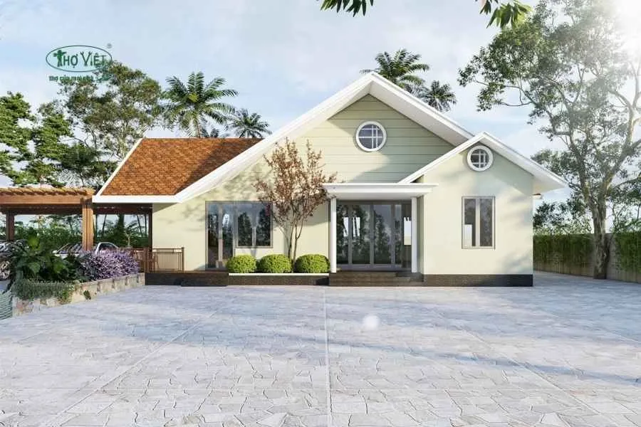 Mẫu nhà cấp 4 ngang 10m đơn giản, nông thôn